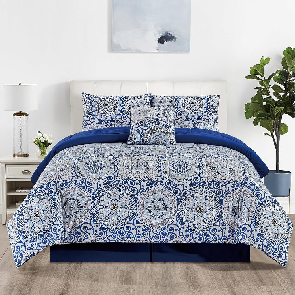 5-Piece Comforter Set – Down Alternative Reversible Quilted Bedding with Bed Skirt & Pillow Shams, Twin Queen King, All Seasons – 13 Colors