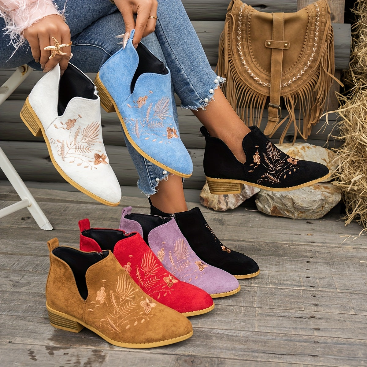 Josephine | Bestickte Stiefeletten