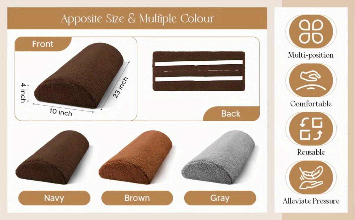 Memory Foam Bolster Pillow for Sleeping, Sherpa Half Roll Leg Support Pillow for Bed, Chair & Sofa
