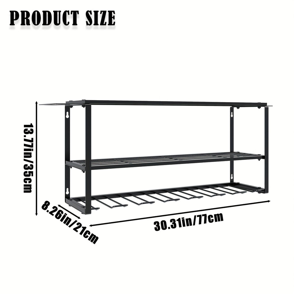 Wall Mount Power Tool Storage Rack, Steel 3-Tier & 4-Tier Garage Tool Organizer with 7 Bit Holders