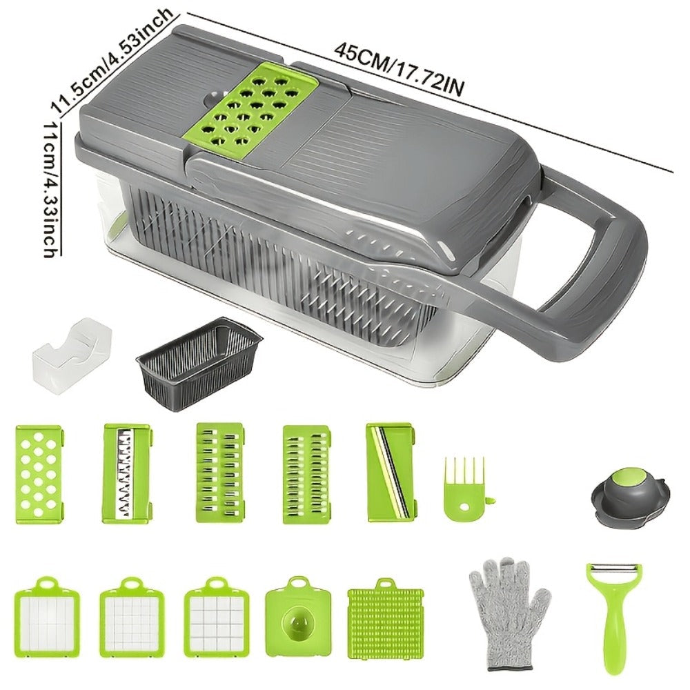 Vegetable Chopper 18-in-1 Upgraded Mandoline Slicer - Professional Onion Chopper Food Dicer Cutter with Container