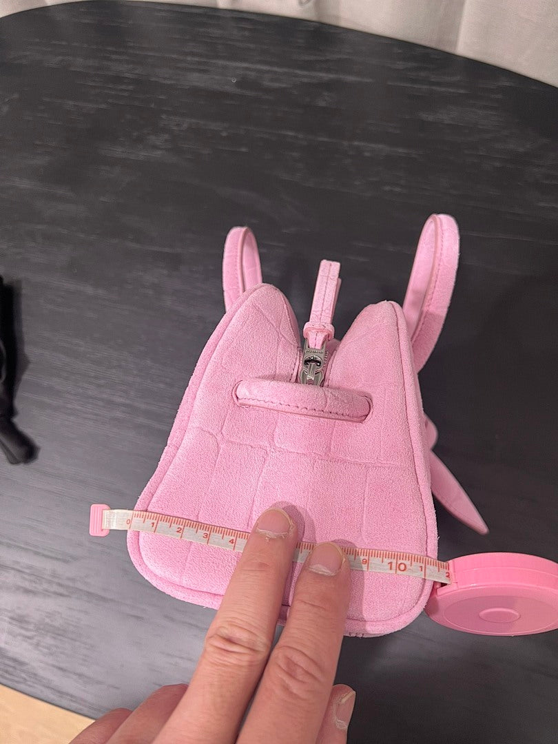 Jacquemus Croc-Embossed Suede Mini Handbag – Blush Pink