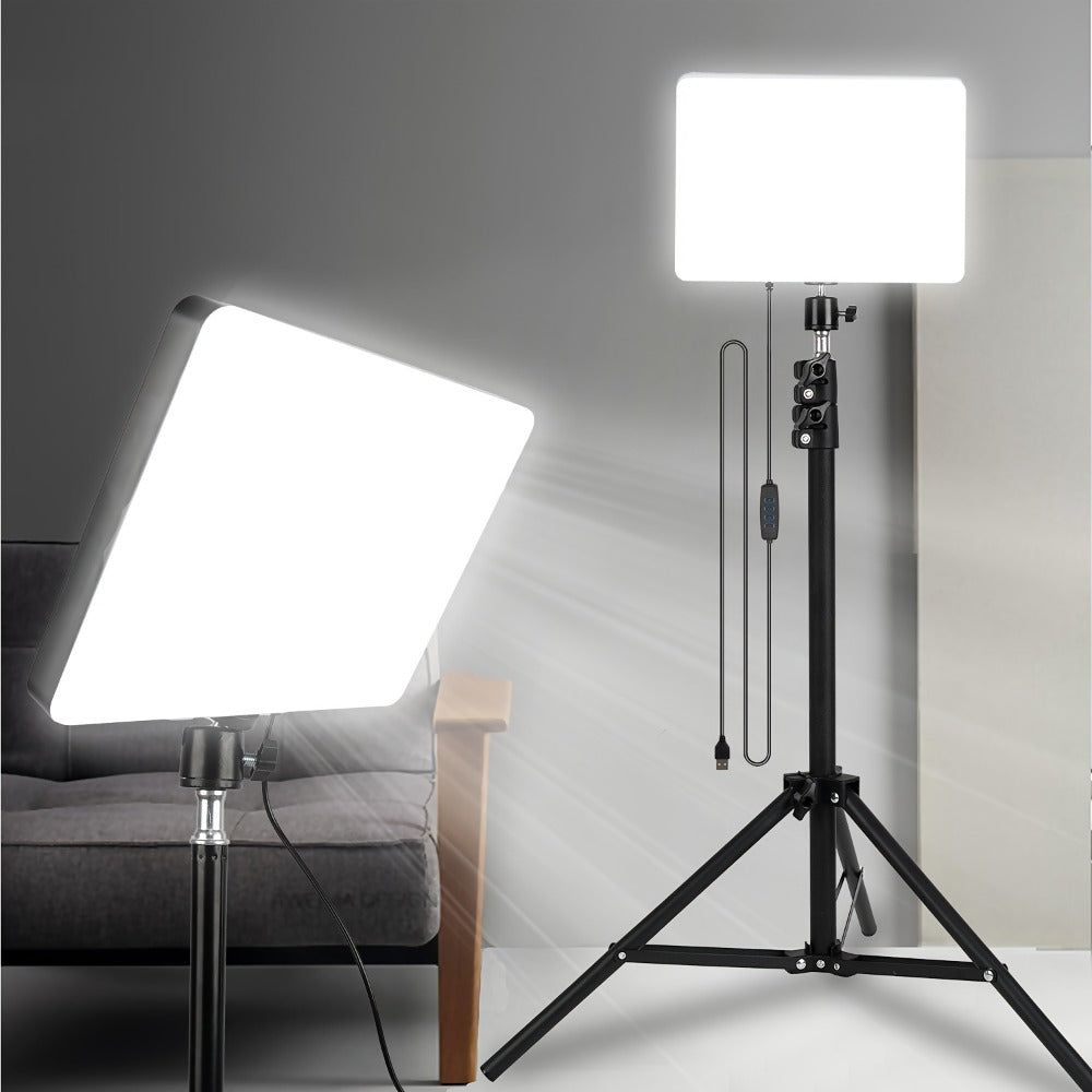 Square Fill Light Kit 10 Inch with Metal Ball Head & 15 Inch Extension Rod, Adjustable Tripod, 3 Color Modes
