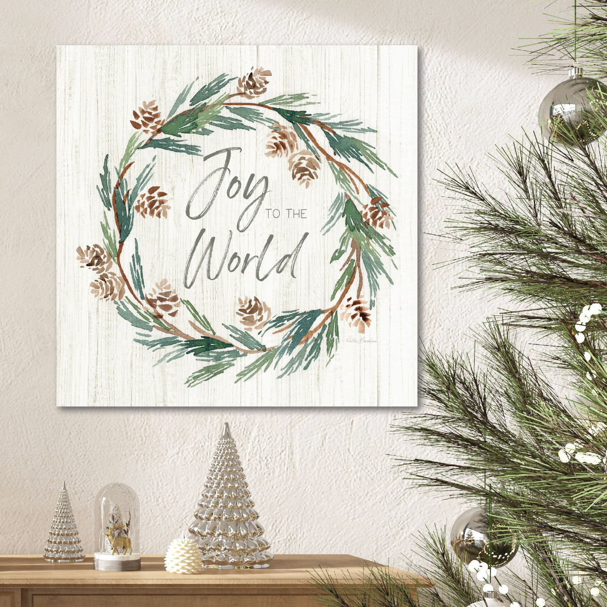 Joy to the World Wreath Gallery-Wrapped Canvas Wall Art