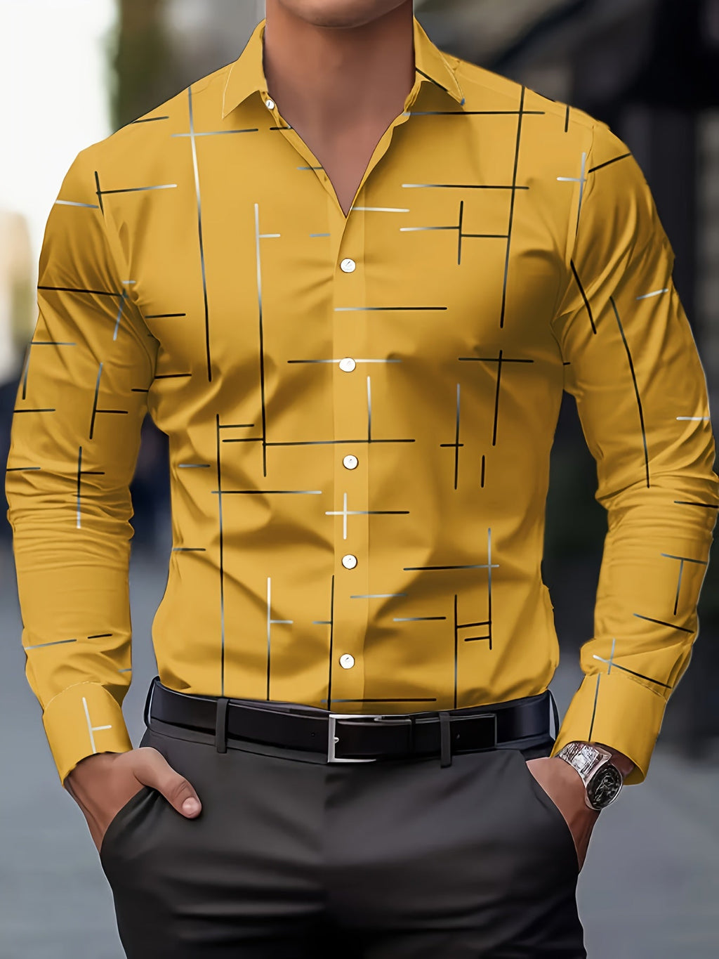 Spencer | Modern Line-Print Shirt