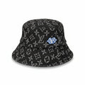 Luxury Monogram Black Denim Bucket Hat with Embroidered Logo Patch
