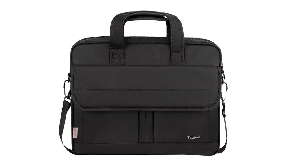 Laptop Bag 15.6-Inch Business Briefcase with Foam Sleeve, Luggage Strap & Multi-Pockets for Work & Travel