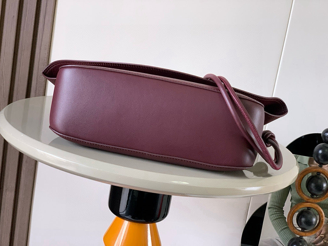 Loewe Cubi Shoulder Bag – Burgundy Deep Wine Smooth Calfskin Gold Resin Chain