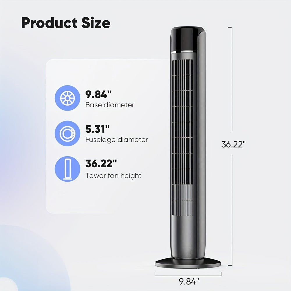Bladeless Tower Fan with Remote Control and 12-Hour Timer for Home