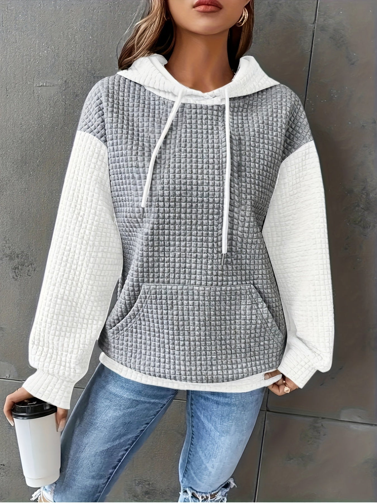 Dahlia | Textured Colour-Block Hoodie