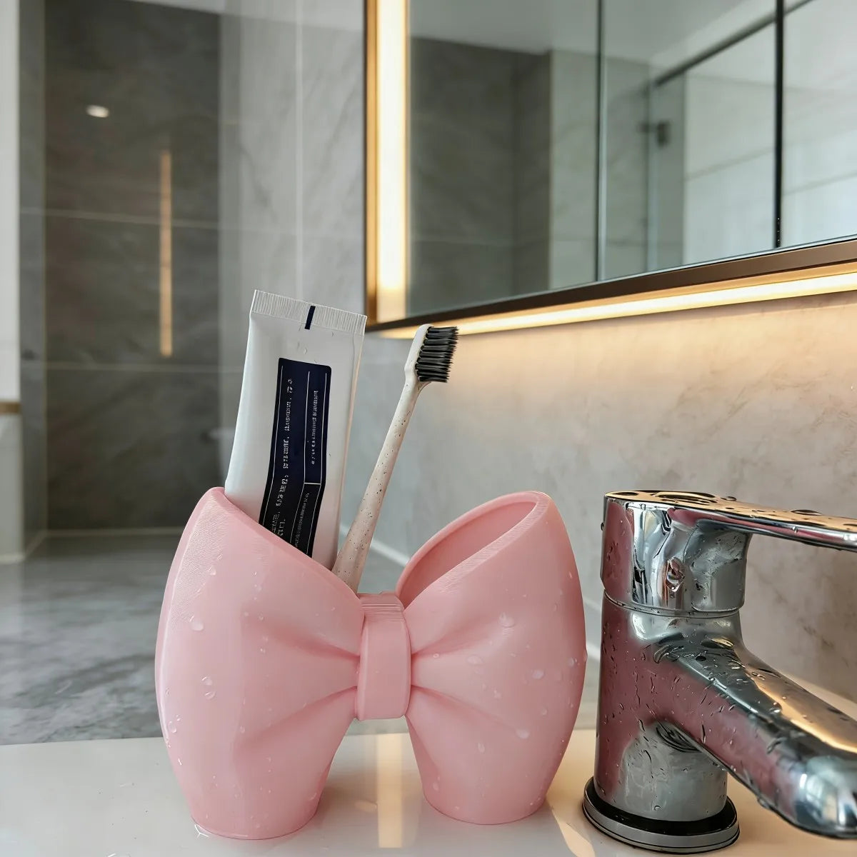 Dual Slot Bowknot Desktop Storage Holder