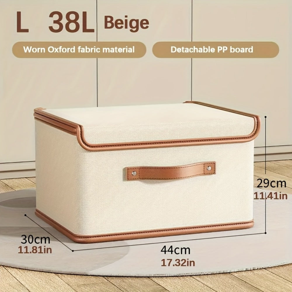 Storage Bins, Two-Pack Foldable Lidded Clothes Organizers with Flip-Top Closure for Under-Bed or Closet Storage