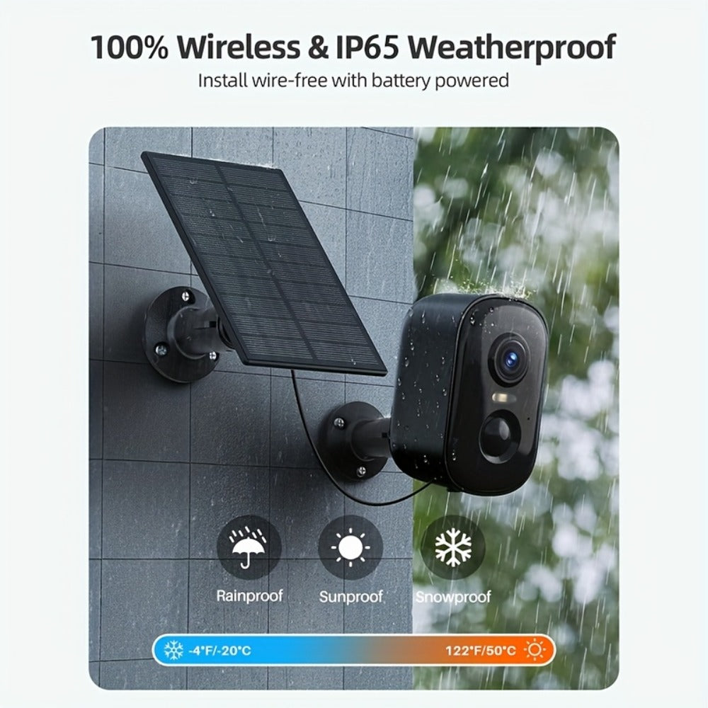 Black Dual-Band Solar WiFi Security Camera with Separate Panel and One- to Four-Camera Pack Options
