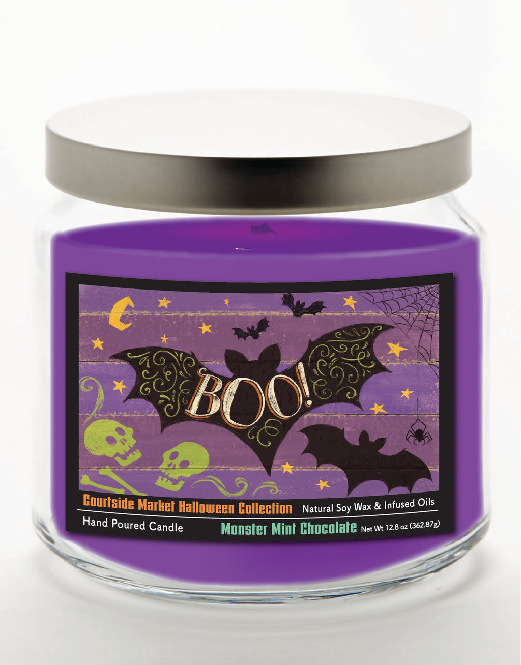 Fright Night VI 12.8 Oz Candle Glass Jar with Brushed Silver Metal Lid