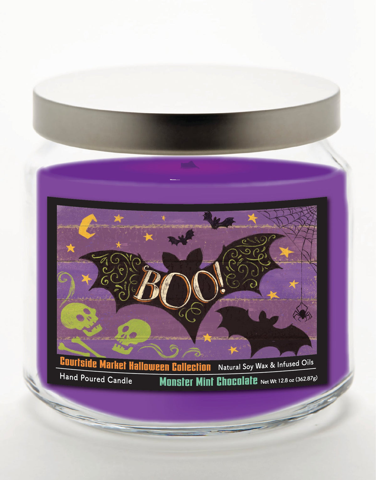 Fright Night VI 12.8 Oz Candle Glass Jar with Brushed Silver Metal Lid
