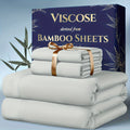 Viscose-from-Bamboo Four-Piece Sheet Set with Deep-Pocket Fitted Sheet, Twin to King Sizes and 12 Colors