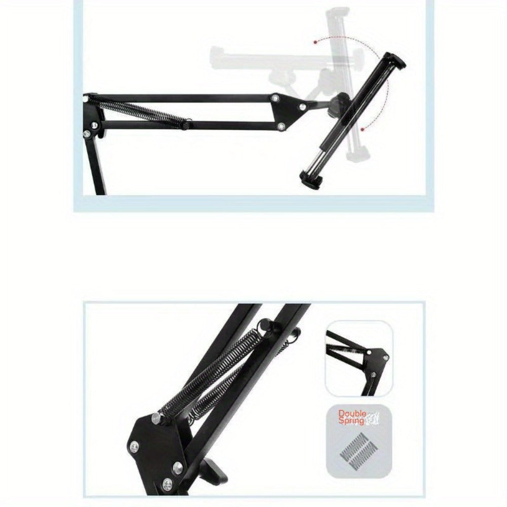 Phone Stand with Flexible Gooseneck Arm and Rotating Holder, 68.9-Inch Metal Support for Hands-Free Viewing
