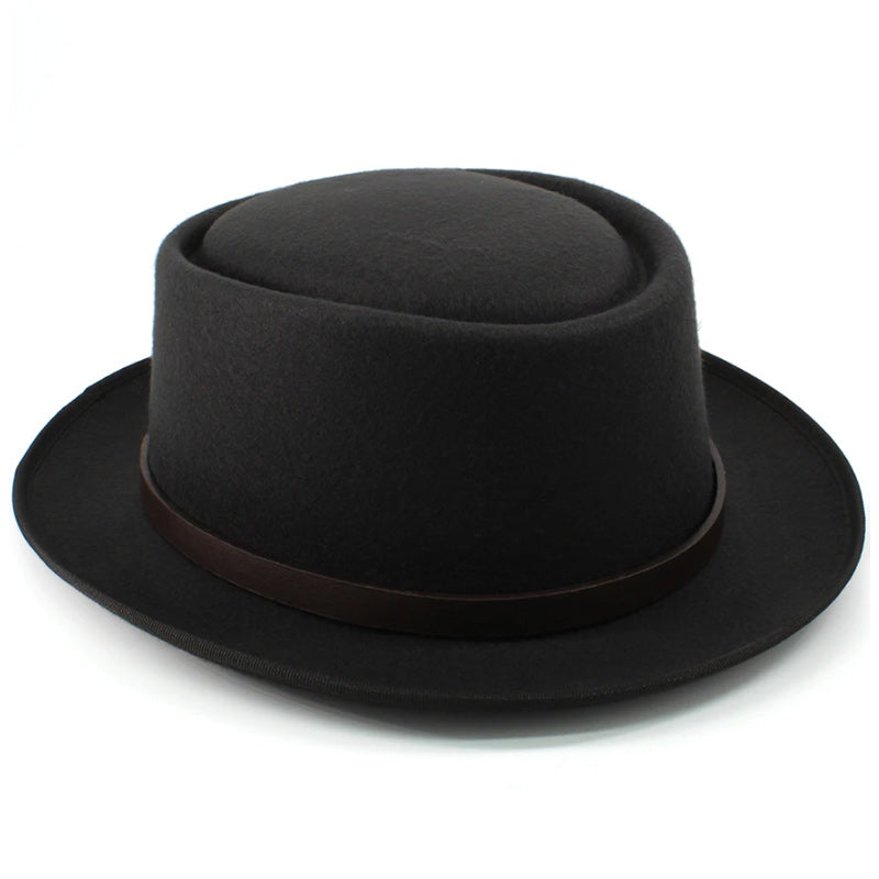 Vintage Wide Brim Fedora Trilby Hat with Black Hatband