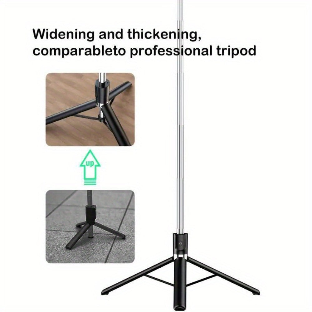 68 Inch Live Streaming Tripod Floor Standing with Wireless Remote, Retractable Selfie Stick, 360° Rotation