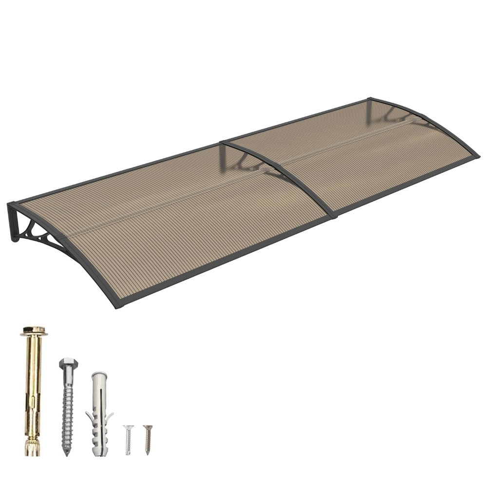 Window Awning Door Canopy Polycarbonate Overhang, UPF 50+ UV & Rain Protection, Leak-Proof Hollow Sheet
