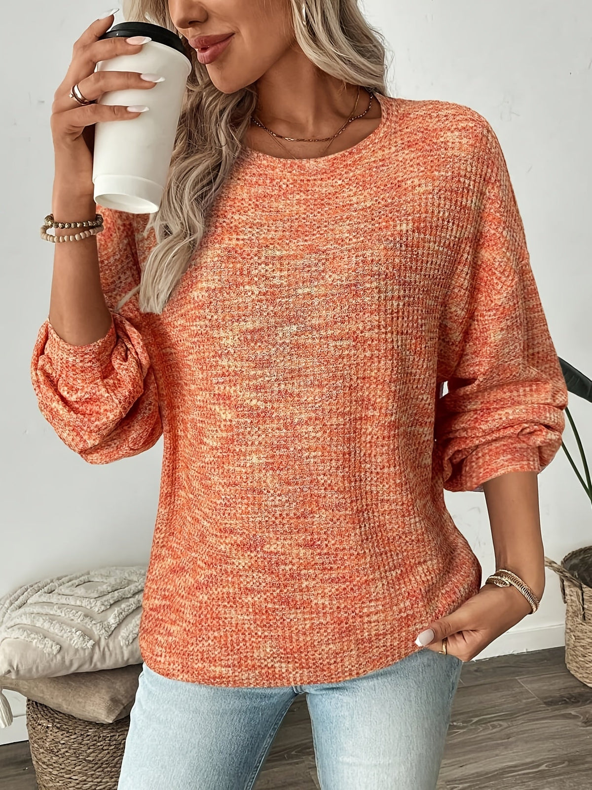 Greta | Lässiger Waffelstrick-Pullover