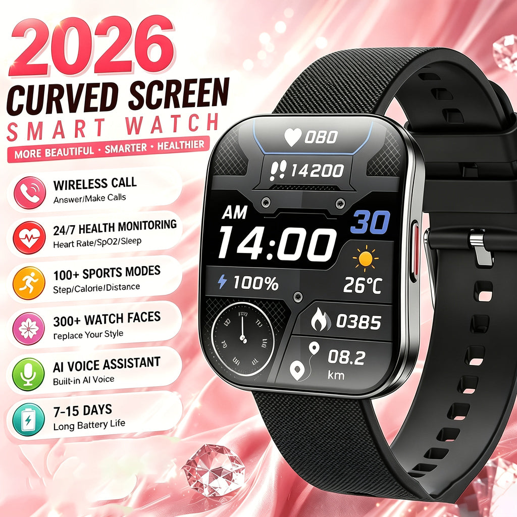Smartwatch with 1.85-Inch Curved Touchscreen, Calling, Camera and Music Controls in Four Options