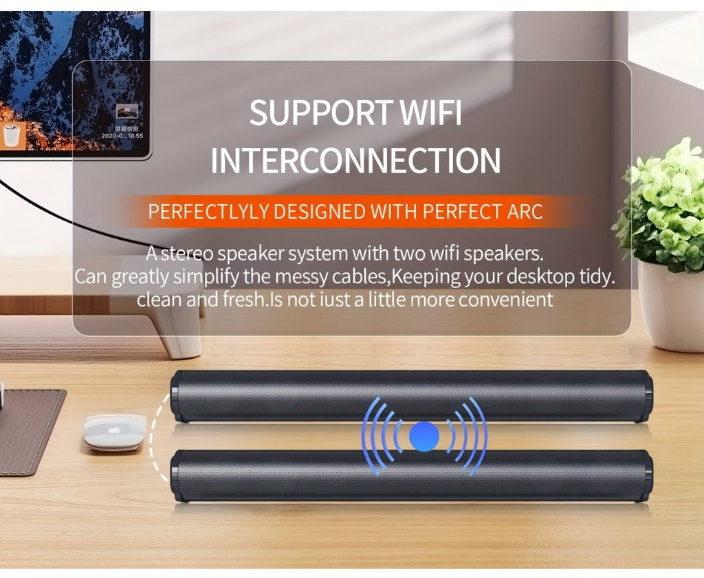 4D Echo Pearl Hi-Fi Soundbar with Subwoofer, Surround Sound Speaker System for TV, Computer & Laptop
