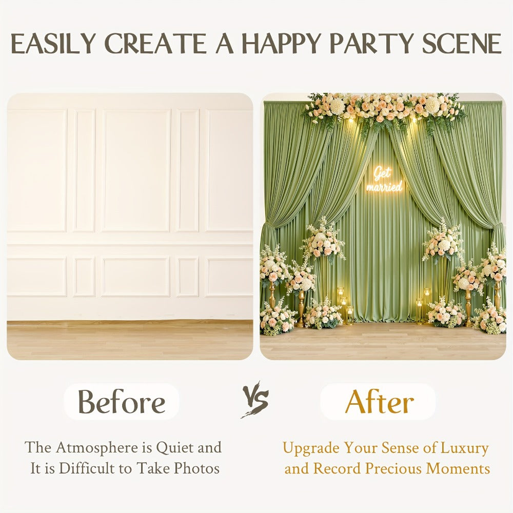Party Backdrop Curtains 2pcs 59x118 Inch with Poles Wrinkle-Resistant Non-Transparent Fabric for an Everyday Personal Care Routine