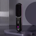 Cordless Straightening Brush Hair Styling Tool with Rechargeable Power and Black or White Finish