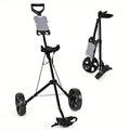 Foldable 2 Wheel Golf Push Cart Trolley with Scoreboard - Lightweight Steel Frame Pull Cart with Adjustable Handle, Score Counter, Ball & Tee Holder, Easy Fold Design for Golf Course & Club Transport