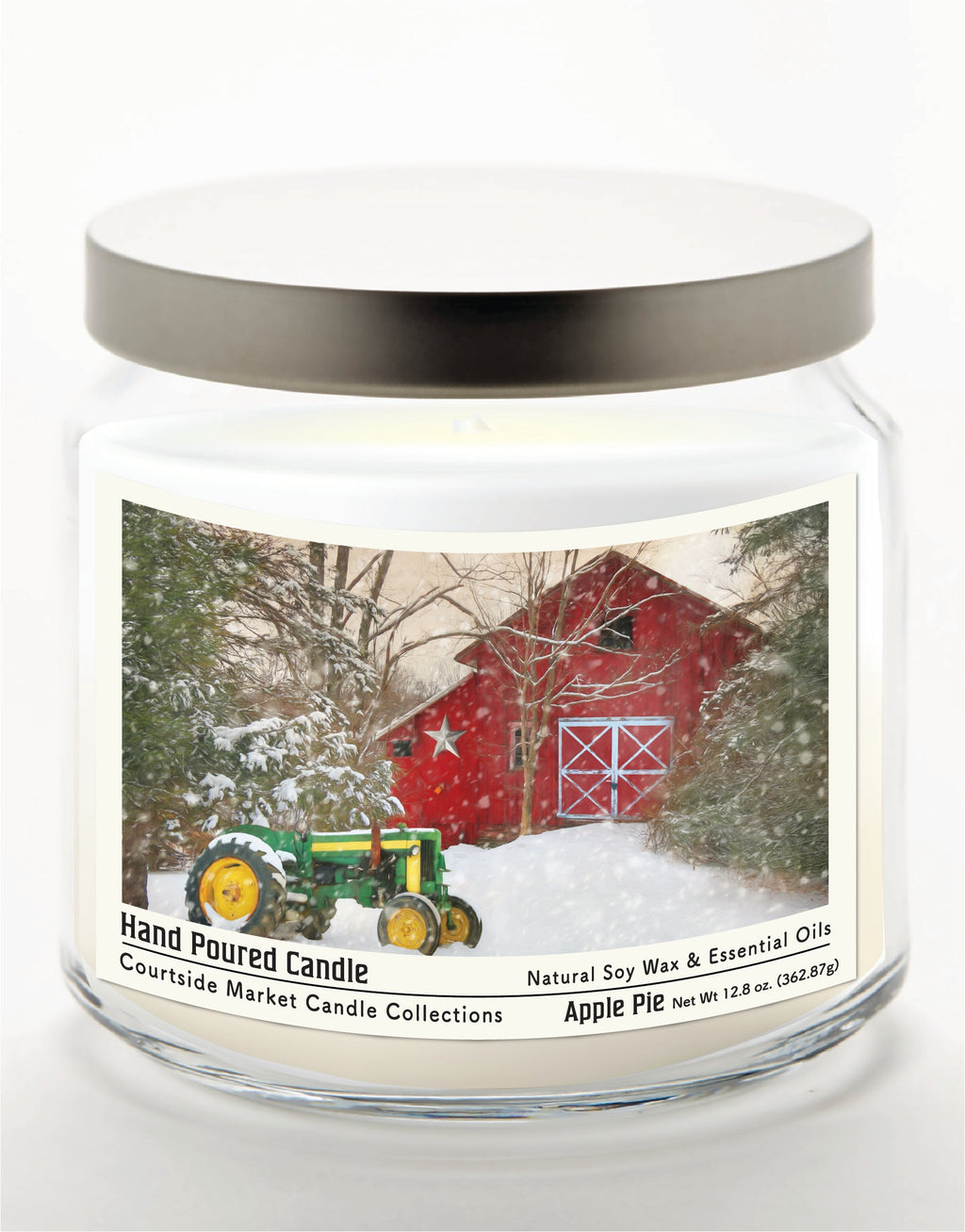 Winter at the Barn 12.8 Oz Candle Glass Jar with Brushed Silver Metal Lid