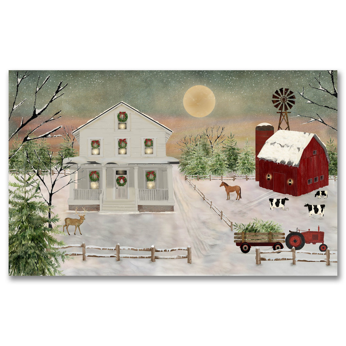 Farm Christmas Gallery-Wrapped Canvas Wall Art