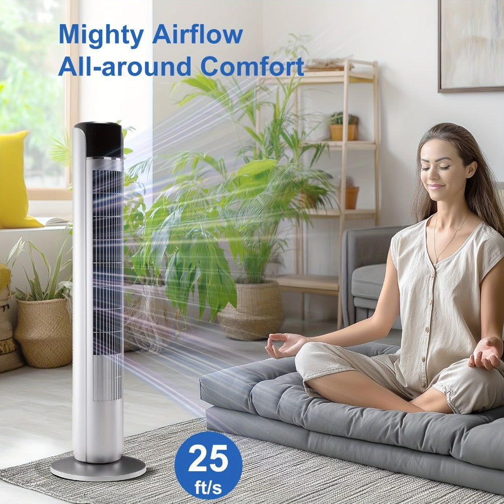 Bladeless Tower Fan with Remote Control and 12-Hour Timer for Home