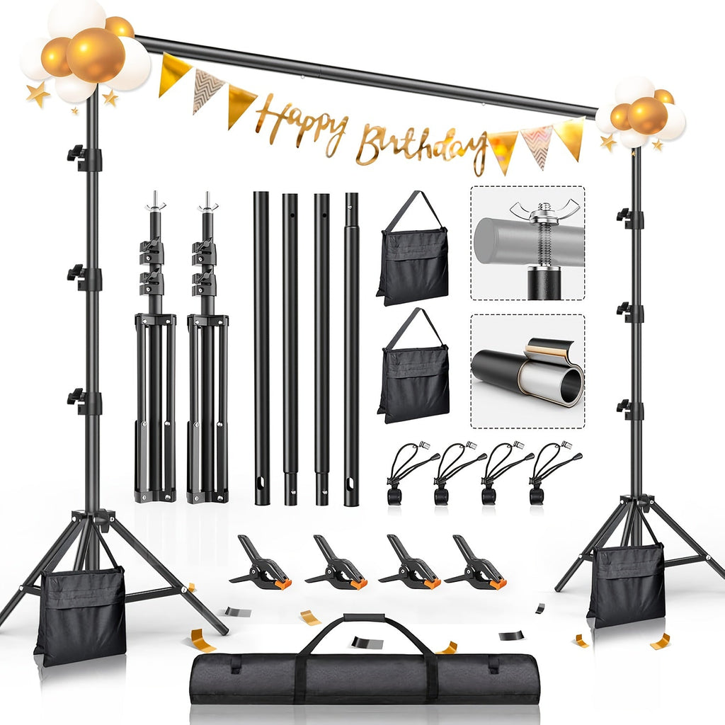 10x10Ft Backdrop Stand Kit with 2 Adjustable Support Stands 4 Crossbars 4 Clamps for Photography for an Everyday Personal Care Routine
