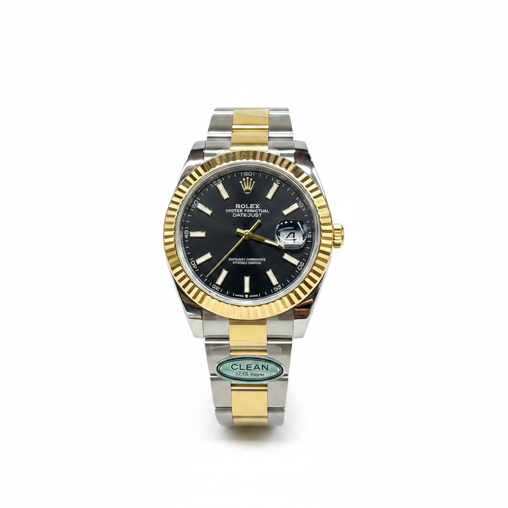 Rolex Datejust 41 – Two-Tone Steel Yellow Gold Fluted Bezel Black Dial Oyster Bracelet