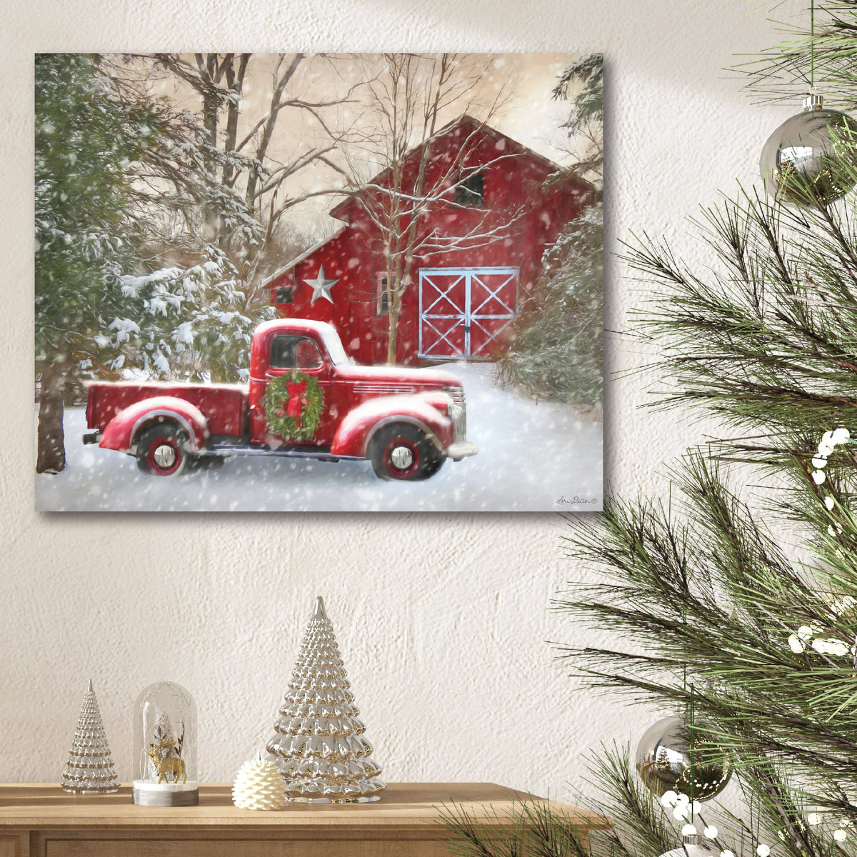 Barn with Truck Gallery-Wrapped Canvas Wall Art