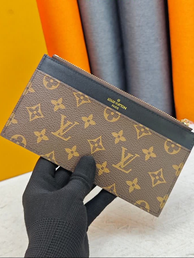 Louis Vuitton Slim Long Card Wallet — Monogram Canvas & Black