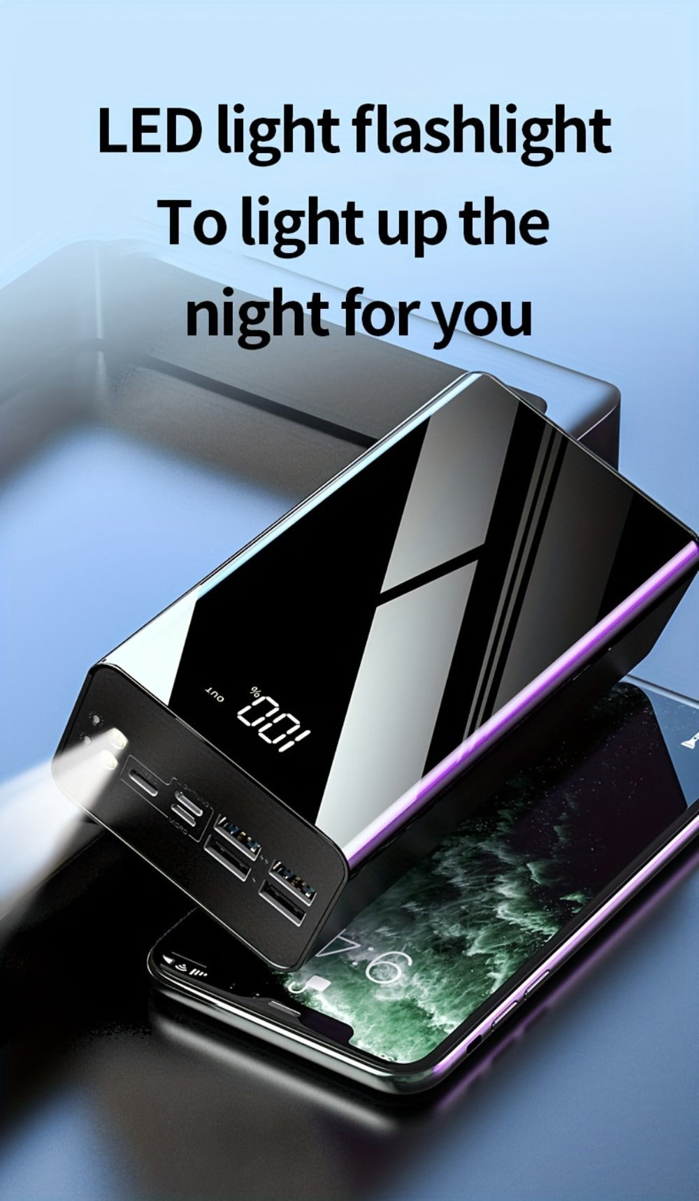 Power Bank 50000mAh 22.5W with Dual Input and Output Ports, Digital Display and LED Flashlight