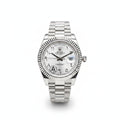 Rolex Datejust – Steel White Gold Fluted Bezel White Arabic Numeral Dial President Bracelet Box Papers