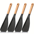 Silicone Cooking Spoon with Wooden Handle 12 Inch - Heat Resistant Nonstick Safe Kitchen Spoon for Cooking Serving Mixing Scraping