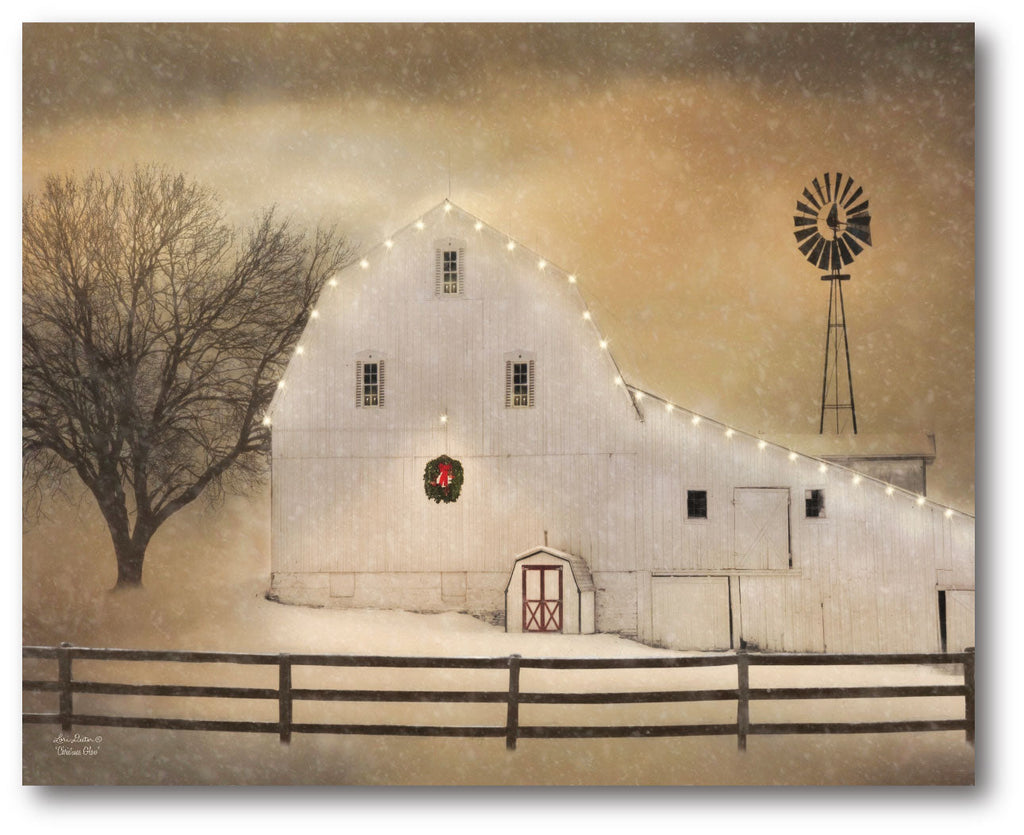 White Barn Holiday Gallery-Wrapped Canvas Wall Art