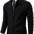 Edmund | Textured Stand-Collar Zip Cardigan