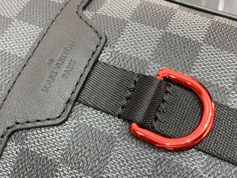Louis Vuitton Matchpoint Backpack – Damier Graphite Canvas Black Leather Matte Black Red Hardware