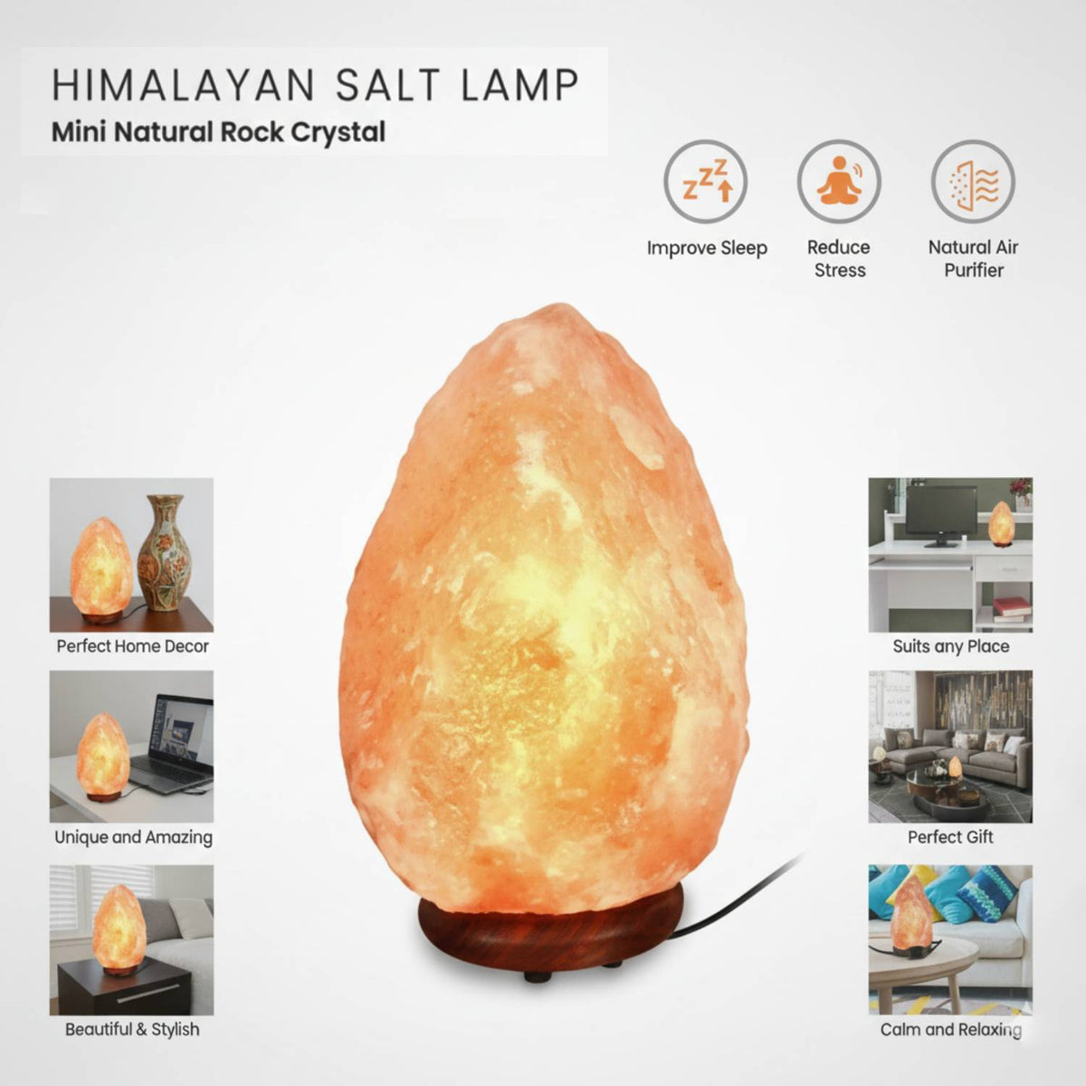 Infinite Basics Himalayan Rock Salt Lamp Soothing Soft Light