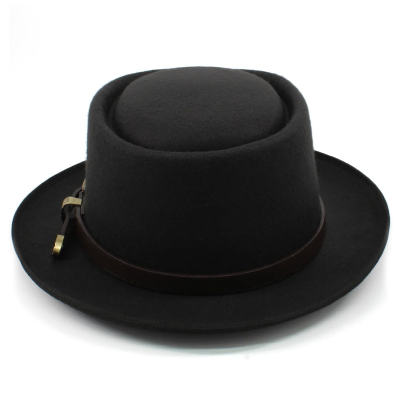 Vintage Wide Brim Fedora Trilby Hat with Black Hatband