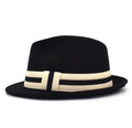 Strukturierter Trilby-Hut aus Wolle im Manhattan-Stil mit Krempe und schwarz-weiß gestreiftem Hutband