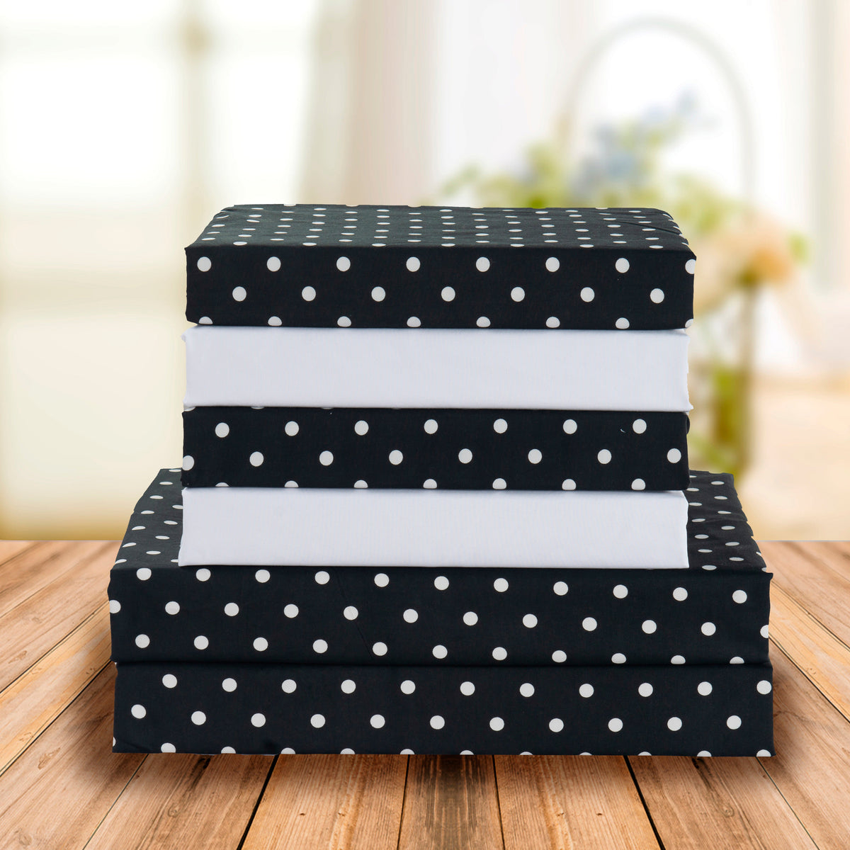 Elegant Comfort 6-Piece Polka Dot Printed Sheet Set - Soft as a Hotel Premium Quality