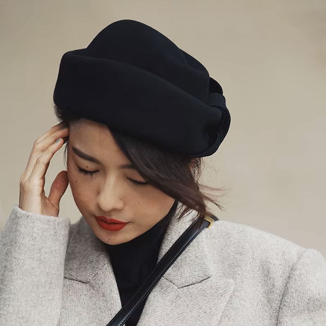 Teardrop Wool Felt Pillbox Fascinator Hat with Bow