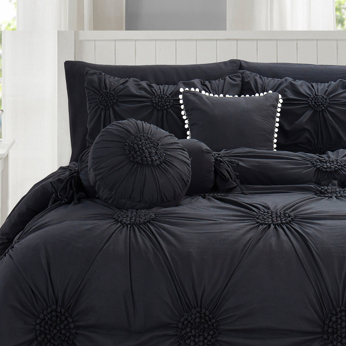 Elegant Comfort 10-Piece Sunflower Comforter Set - Includes 4-Piece Sheet Set with Double Sided Storage Pockets