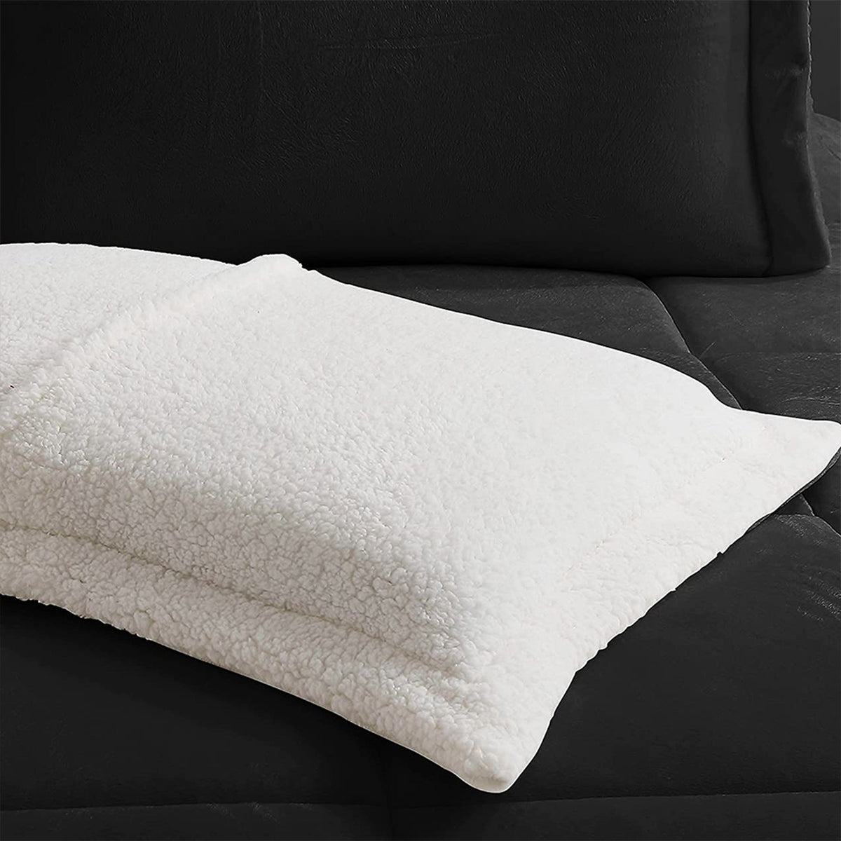 Elegant Comfort 3-Piece Micro-Suede Reversible Sherpa - Solid Color Design Comforter Set